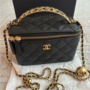 GWP VIP Black Leather Bag with Gold Chain